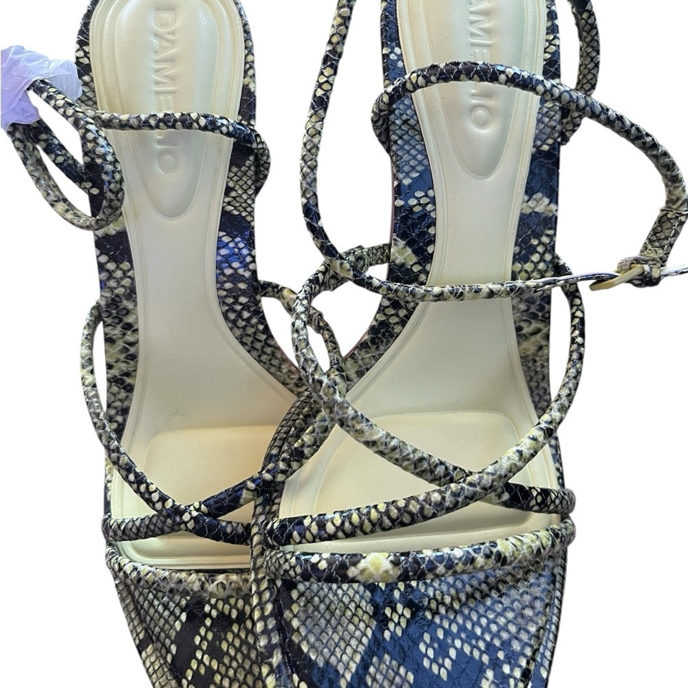 D'Amelio stilettos ankle strap Green & Black Snake print heel sandals Sze 8 - Picture 4 of 5